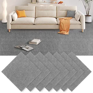GBACHOOSE 30 Stück Teppichfliesen 30x30 cm, Teppichfliesen Selbstklebend, Teppichboden, Teppich Fliesen, Teppichfliesen Selbstliegend für Büro, Wohnzimmer, Balkon (Hellgrau)
