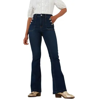 Joe Browns Damen Vintage Wash High Waisted Button Pocket Jeans, Indigo, 44