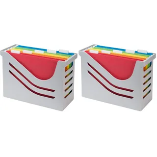 Jalema Re-Solution Office Box, Jalema 2658026997, Hängeregister inklusiv 5 Hängemappen A4, farbig sortiert, grau (Packung mit 2)