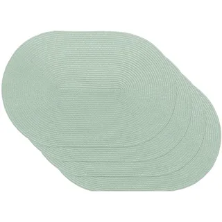 Venilia Tischset Grün Rund, Platzset für Esszimmer, Esstischmatten, Telleruntersetzer, Platzdeckchen, gewebt, lebensmittelecht, 45 x 30 cm, 59123