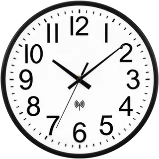 VIVILINEN Funkuhr Lautlos Wanduhr Ohne Tickgeräusche Funkwanduhr Geräuschlos Wanduhr Nicht Tickend Hängeuhr für Wohnzimmer Schlafzimmer Büro Küche 30x30cm/12 Zoll (Type-2)