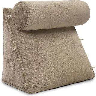 eloneo Rückenkissen mit Nackenrolle 55 x 50 x 30 cm Beige