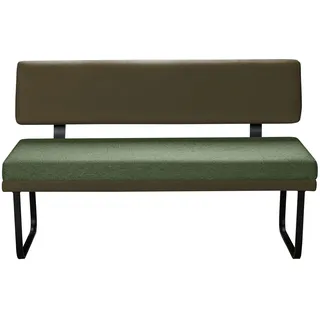 Sitzbank OTTO HOME "Gabi Esszimmerbank, Bank, Küchenbank, Polsterbank", grün, B:141cm H:88cm T:67cm, Holzwerkstoff, Massivholz, Metall, Polyester, Sitzbänke, Sitzbank, Gestell aus matt-schwarzem Flachmetall, stabil, 2-Stoff-Design