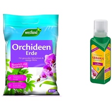 Westland Orchideenerde, Blumenerde, Granulate und Substrate, 733674, Tonfarben, 8 L & Seramis Vitalnahrung für Orchideen, 200 ml – Düngemittel für optimales Wachstum von Orchideen