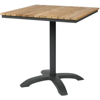 Gardenson Gartentisch , Anthrazit, Naturfarben , Holz , Teakholz , vollmassiv , quadratisch , Bodenplatte , 70x74x70 cm , gastro- und objekttauglich, rostfrei , Holzmöbel, Holztische, Gartentische Holz