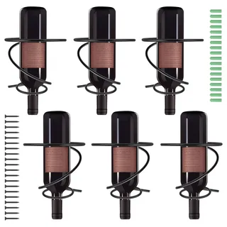 Happysnow Packung mit 6 An der Wand Montierten Wein Regalen - Rot Wein Flaschen Display Halter mit Schrauben, Metall Regal Organizer