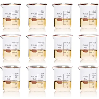 ULAB® 12 stk 50ml Abgestufter Messbecher Glas Becherglas Set für Labor Küche