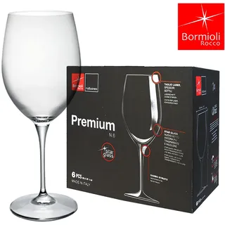 Bormioli Rocco 6er Pack Gläser n.6 Premium Große Gläser für Rotwein Weißwein Rosé Chardonnay 590 ml - Transparent