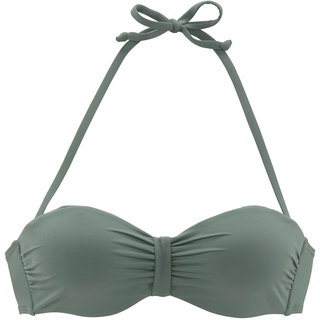 Bügel-Bandeau-Bikini-Top BENCH., Damen, Gr. 32, Cup A, grün (oliv), Microfaser, Polyamid, unifarben, Bikini-Oberteile Bügel-Bandeau-Bikini-Top, im Uni-Style, Topseller