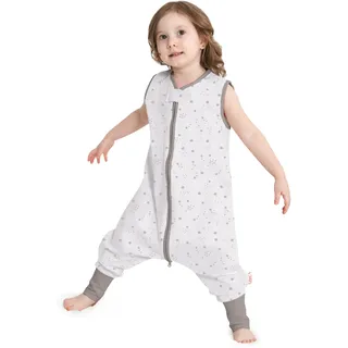 Baby Schlafsack Sommer mit Füßen 0.5 Tog 100% Baumwolle Kinder Sommerschlafsack für Jungen und Mädchen (Stern, L/2-4T)