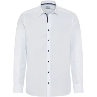 Businesshemd OLYMP "Level 5 Body Fit", Jungen, Gr. 45, N-Gr, weiß, Web, Obermaterial: 100% Baumwolle, unifarben mit Farbeinsätzen, tailliert normal, 2-Knopf-Manschette, Hemden Businesshemd, mit kontrastfarbigen Knöpfen und Details