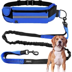 Edipets, Joggingleine Hunde, Freihändig, Laufen, Wandern, Gurtband, Anti-Stress, Reflektierend, 160-220 cm (Blau)