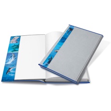HERMA 20300 Buchumschlag 30 x 54 cm HERMÄX Design Delfin, Buchhülle mit Beschriftungsetikett und Kantenschutz aus abwischbarer Polypropylen-Folie, Buchschoner für Schulbücher, transparent