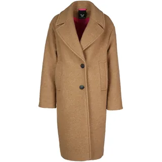 Wollmantel FUCHS SCHMITT "Wollkurzmantel", Damen, Gr. 46, beige, Web, Obermaterial: 75% Wolle, 25% Polyester, clean, unifarben, regular fit lang, V-Ausschnitt, eingesetzt gerader Abschluss, Mäntel Wollmantel, mit Knöpfen