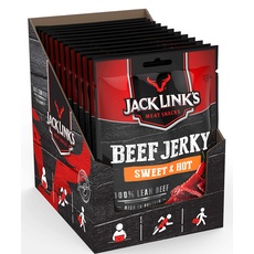 Jack Link's Beef Jerky Sweet & Hot – 12er Pack (12 x 25 g) – Proteinreiches Trockenfleisch vom Rind – Getrocknetes High Protein Dörrfleisch