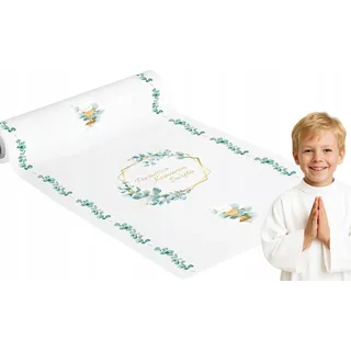 Kommunion Tischläufer Eukalyptusblätter Boho IHS Tischdecke Heilige Kommunion 5m