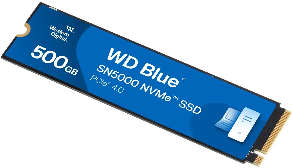 Bild von WD Blue SN5000 NVMe SSD 500GB, M.2 2280 / M-Key / PCIe 4.0 x4 (WDS500G4B0E)