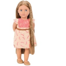Our Generation – 46 cm Haarspielpuppe – Braune Haare & Blaue Augen – Verlängerbare Zöpfe & Styling-Zubehör – Rollenspiel – Spielzeug für Kinder ab 3 Jahren – Portia