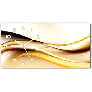 Wanduhr aus Glas – 60x30 cm - Glasbild - Glasuhr - Gehärtetes Glas - weisse-zeiger - abstrakte Wellen