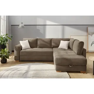 Jockenhöfer Gruppe Ecksofa Sunset, Dauerschlafsofa mit, Tonnentaschen-Federkern, 5cm Kaltschaumtopper, flexible montierbar braun