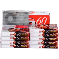 Audio Cassette Empty Cassette Tapes: Recorder CD & DVD Player Cassette 60 Minutes Time Low-Noise Surface Walkman Cassette Pre-Voltage Micro Voice Cassette with Music Radio Pack of 10 Brick (10 Brick)