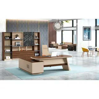 Komplette Bürotisch Schrank Büromöbel Holz Braun Ecke Schreibtisch Set - Braun