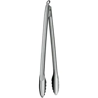 RÖSLE Grillzange "Barbecue, 25054" mit patentiertem Verschlusssystem, 43 cm, Edelstahl 18/10, silberfarben, schwarz