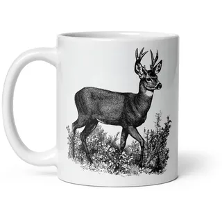 Tasse Natur Hirsch Wildschwein Fuchs Laie Markassin Wald Spaziergang Jagd Tiere Landschaft Tee Kaffee Original Tasse Geschenk Kollege Herren Damen Naturforscher Opa Oma (Reh)