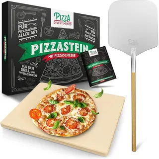 Pizza Divertimento Pizzastein für Backofen und Gasgrill mit Pizzaschieber Pizzastein