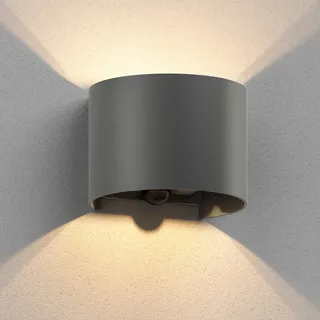 ledscom.de Wandleuchte RUNEL, Bewegungsmelder, für außen, anthrazit, IP65, Up & Downlight + LED Lampe 501lm, warmweiß