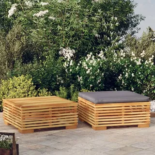 The Living Store 2-tlg. Garten-Lounge-Set Massivholz Teak - Grau
