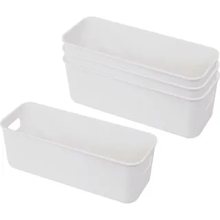 4 Stück Aufbewahrungsboxen aus Kunststoff, Aufbewahrungskorb mit Griffen, Kunststoff-Organizerbox, Aufbewahrungsboxen, für Küche, Büro, Badezimmer, Küchenschrank, Kosmetik, Kinderzimmer