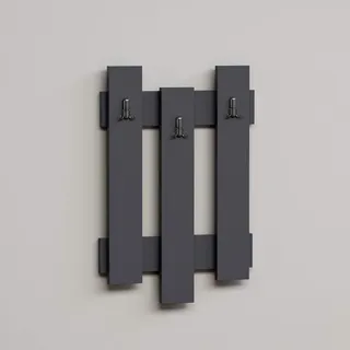 Homemania M.01.06.33.02156 Kleiderhaken Nix-Haken für Kleiderbügel, Schlafzimmer, Badezimmer, Anthrazit, Holz, 45 x 3,6 x 66 cm, Spanplatte Melamin