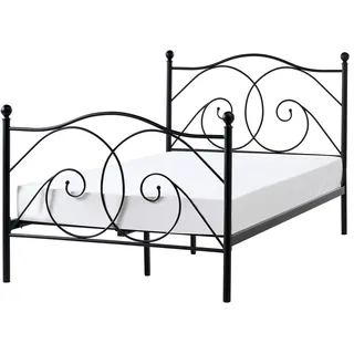 Beliani Bett mit Lattenrost 120/200 cm Schwarz Metall , 120x200 cm , Schlafzimmer, Betten, Metallbetten