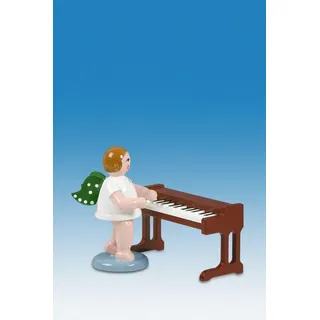 Holzfigur Engel am Klavisett mit Krone Höhe 6cm NEU Holzengel Cherub Gottesbote