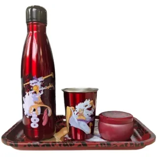 Homadict One Piece Geschenkset, Thermosflasche, Metalltablett, kleine Box und Becher, offizielles Lizenzprodukt