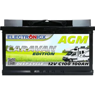 Electronicx AGM Deep-Cycle-Batterie 12V 100Ah Caravan Edition 17,5 x 19 cm