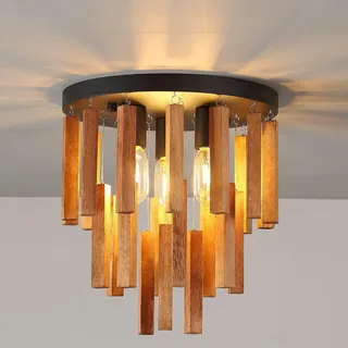 Schindora Deckenlampe KüChe, Rustikales Vintage Massivholz Deckenleuchte Dekor Lampe Wohnzimmer Eiche E27 Deckenlampe Wohnzimmer FüR Schlafzimmer, Flur, Esszimmer, Bauernhaus, Eingangsbereich, Foyer