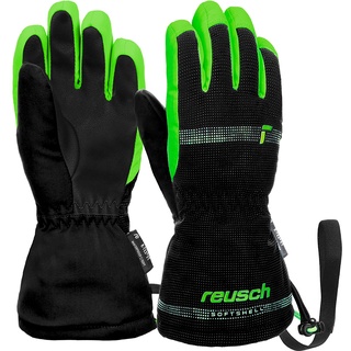 Reusch Maxi R-tex Xt wasserdichte Membran, Warme Skihandschuhe Alltagshandschuhe Schnee Schlittenfahren Babyhandschuhe Winter-Handschuhe, 7781 Black/Green Gecko, V