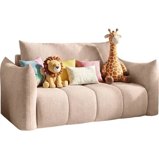 WFL Group Schlafsofa Lilo mit Bettkasten, Rosa Cordstoff 120/86/101 cm , Kunststoff , 120x86x101 cm , Babymöbel & Kindermöbel, Babyzimmer, Kindersessel & Kindertische