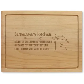 Holzschneidebrett mit Gravur - Gemeinsam kochen, ca. 40 x 30 x 2 cm, Made in Austria, Nachhaltige Geschenkidee
