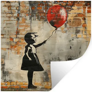 MuchoWow Wandtattoo Graffiti - Banksy - Mädchen - Straßenkunst 50x50 cm , Kunststoff , 50x50x0.1 cm , Tapeten & Wandverkleidungen, Wandtattoos & Sticker