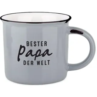 Vintage-Becher aus Keramik im Emaille-Look, Bester Papa, 400 ml | Mit tiefgeprägtem Schriftzug und Geschenkbox - 39 Designs, spülmaschinen- und mikrowellengeeignet