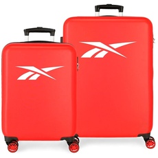 Reebok Portland Kofferset, Rot, 55/68 cm, starres ABS, seitliches Zahlenschloss, 104 l, 6 kg, 4 Doppelrollen, Handgepäck