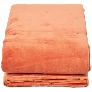 Homescapes Samt-Kuscheldecke 120/150 cm, Baumwolle wattiert , Orange , Textil , Uni , Rechteckig , 125x150 cm , Oeko-Tex® , Heimtextilien, Wohntextilien, Decken, Kuscheldecken