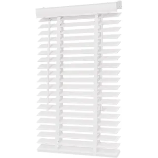 Sekey Jalousie Holzjalousie 50mm Holz jalousien Jalousette Echtholz Anpassbare Jalousie 120x130cm Weiß