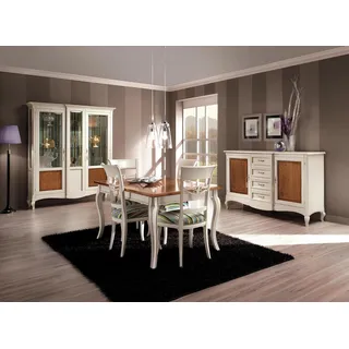 Tisch Möbel Esstisch Naturholz Retro Style Esszimmer Wohnzimmer Esstische Tische - Weiß