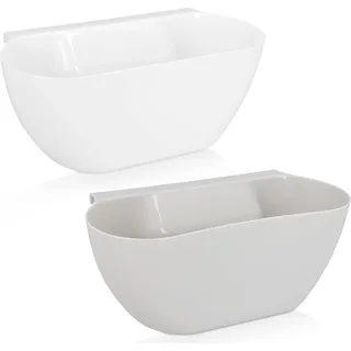 Auffangbehälter für Küchenabfälle - Hängender Mülleimer für Küchenschränke oder -schubladen - Arbeitsplatten-Abfalleimer 38L - Spülmaschinenfest - Weiß und Grau (Set von 2)