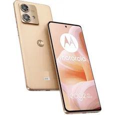 Motorola Mobility Edge40 neo Smartphone (6,55"-FHD+-Display, 50-MP-Kamera, 12/256 GB, 5000 mAh, Android 13) Peach Fuzz, inkl. Schutzcover + KFZ-Adapter [Exklusiv bei Amazon]