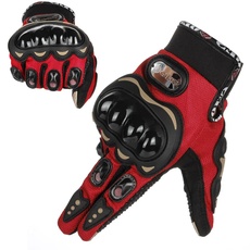 GES Männer Außenmotorbike wasserdichte Handschuhe, Motorradhandschuhe, Vollfinger, Touchscreen, Motocross -Handschuhe(M, Rot)